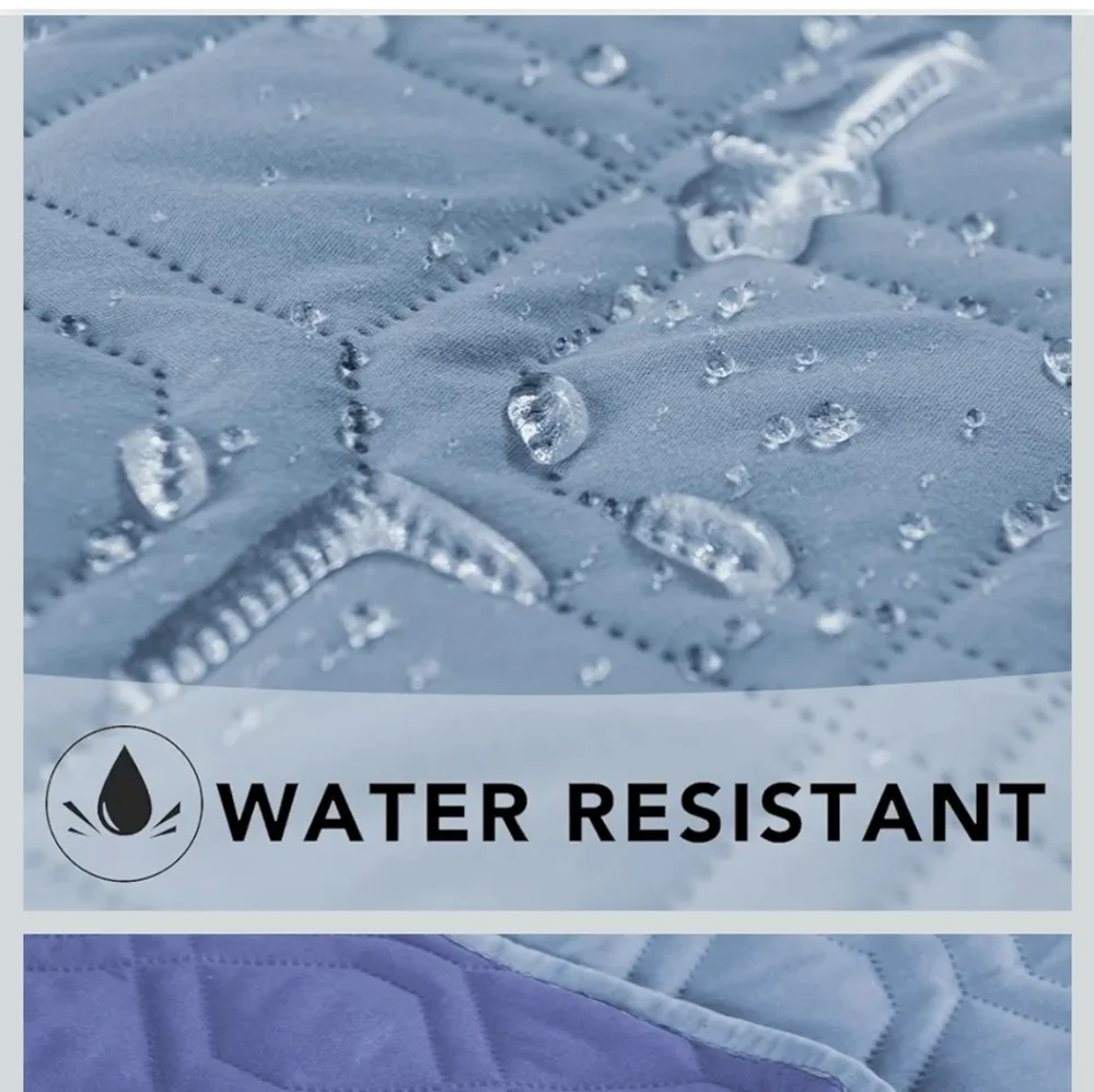 Reversible Blue Pet-Friendly Quilted Bed Cover